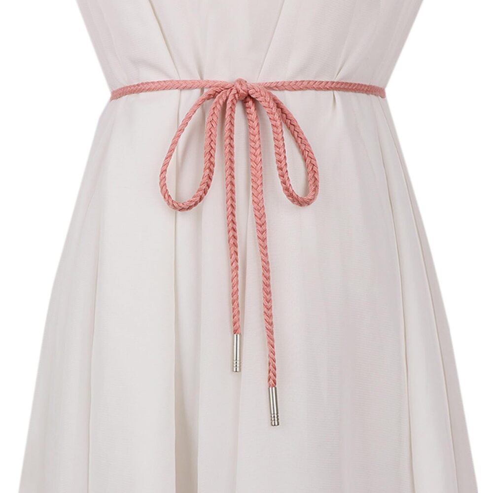 6697 Women Girls Boho Weave Cotton Braided Waist Tie Belt Wrap Cloth Belts